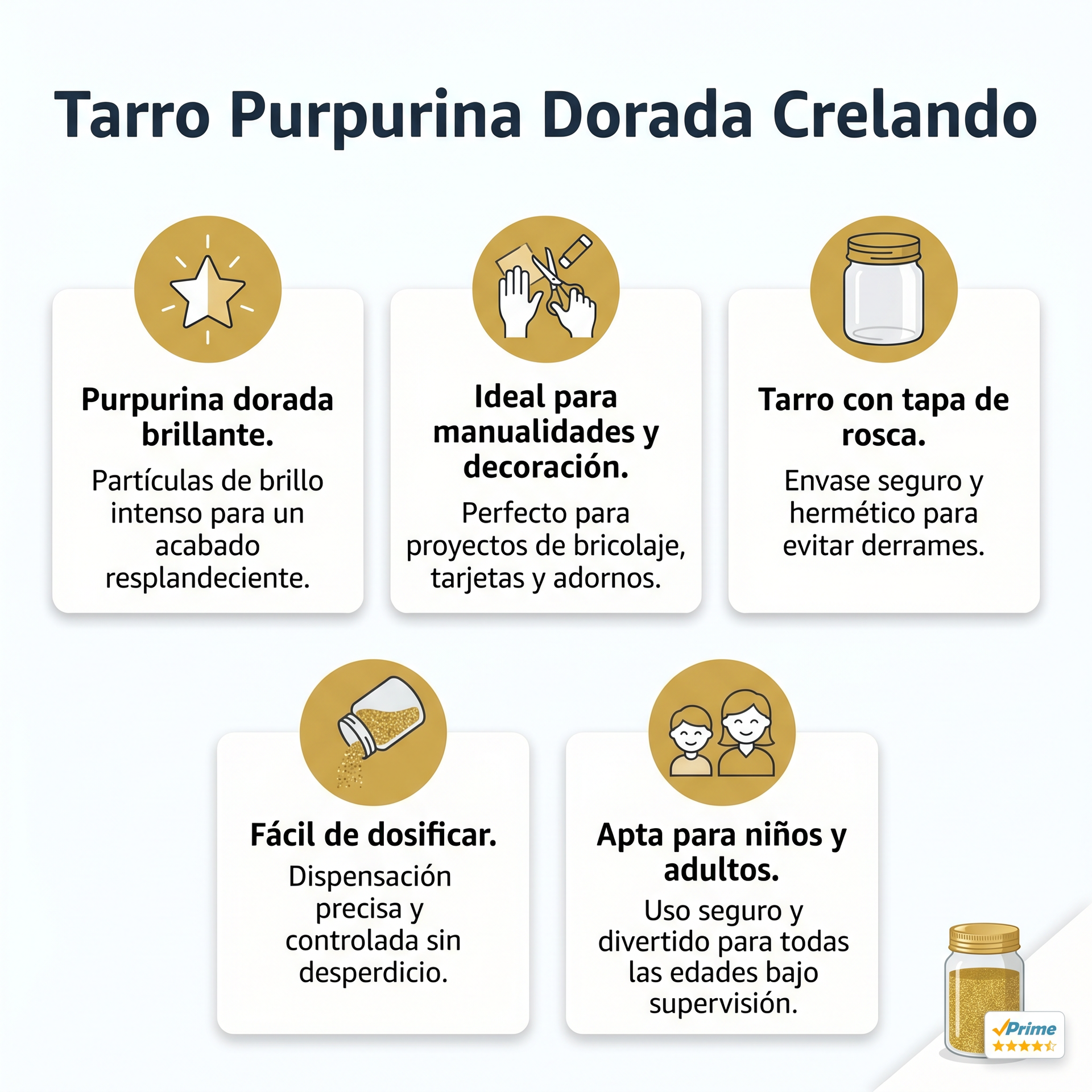 Tarro Purpurina Dorada Crelando