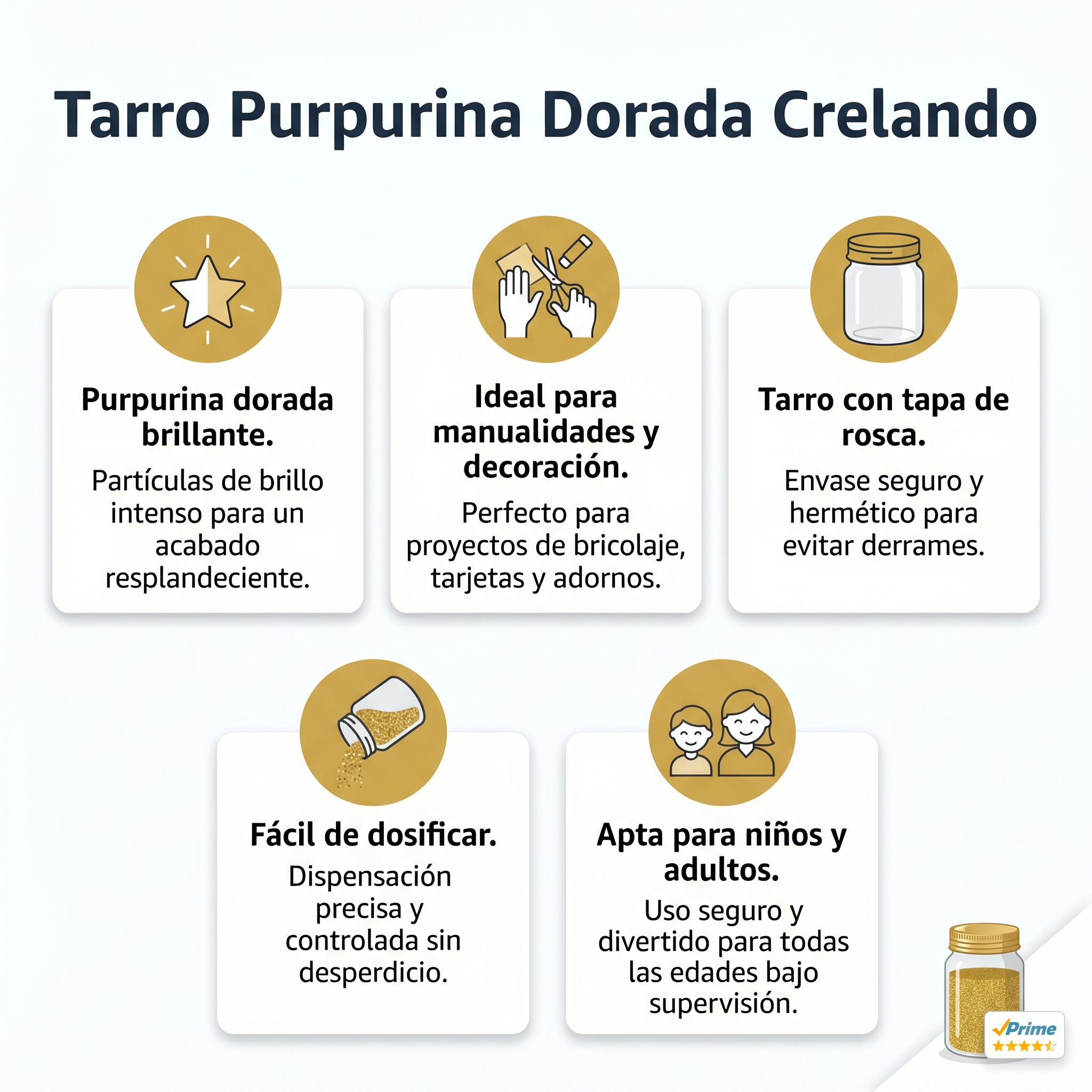 Tarro Purpurina Dorada Crelando
