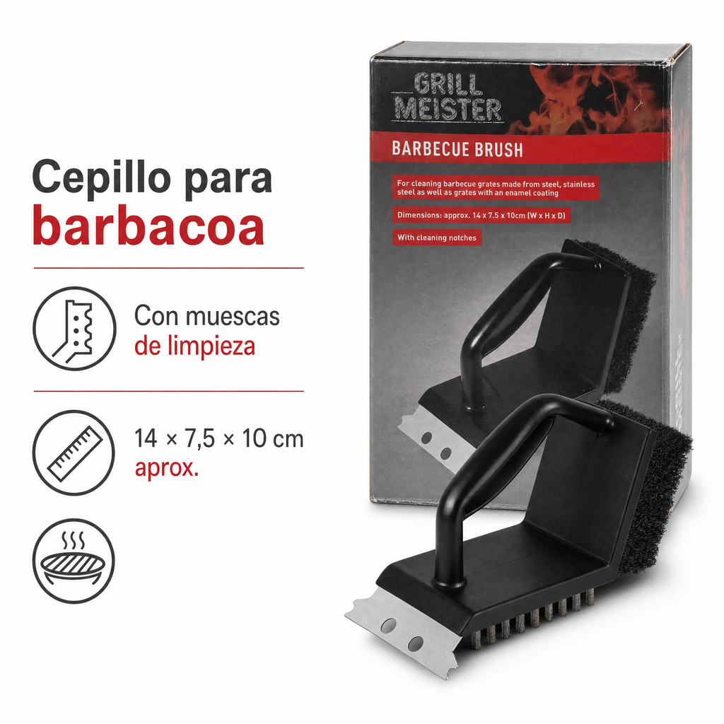 Grill Meister Cepillo para Limpiar Barbacoas con Muescas