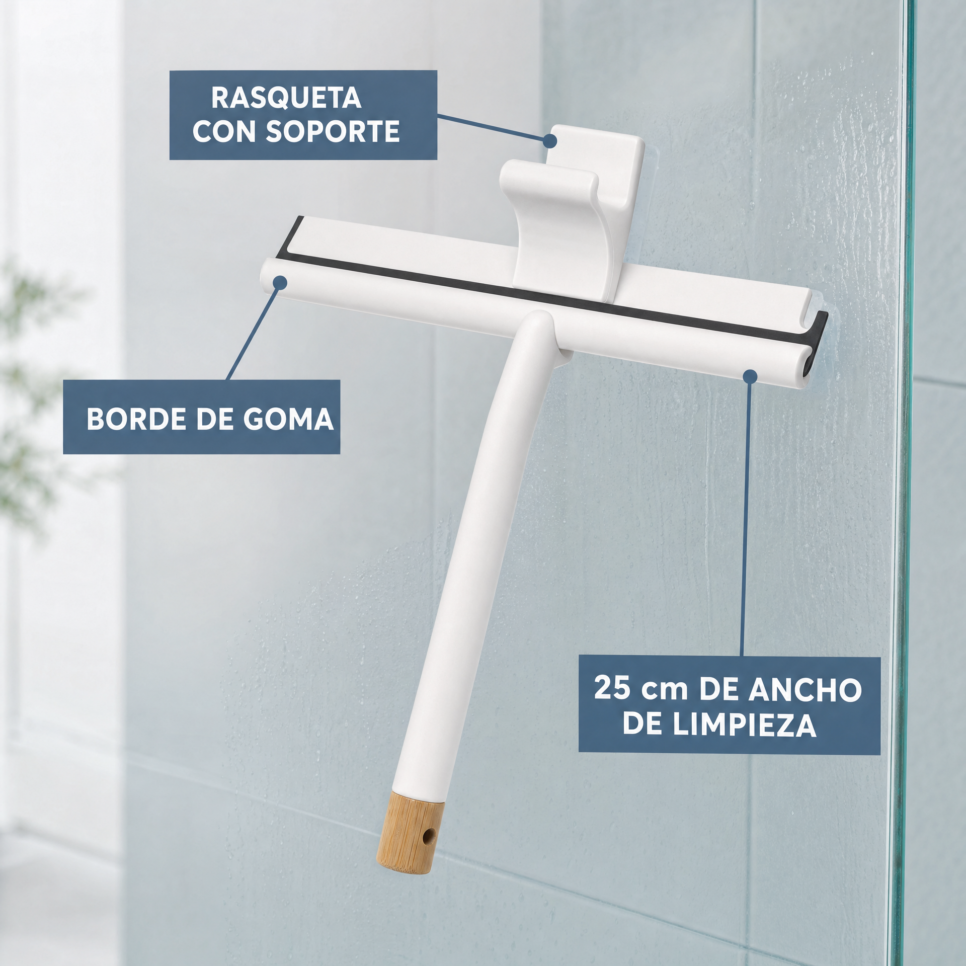 Limpiacristales de Ducha Livarno Home con Bambú y Soporte
