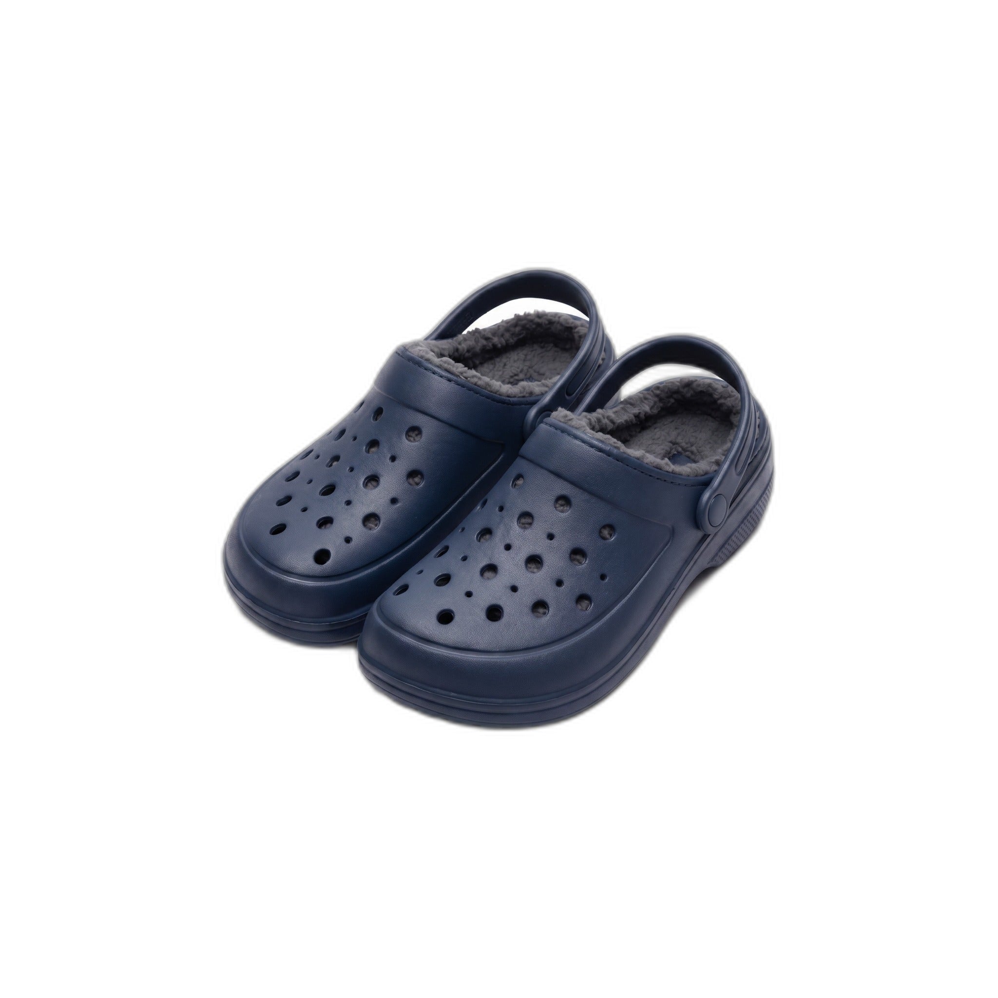 Zuecos Tipo Crocs con Borrego Azul Marino — Forro Sherpa Interior