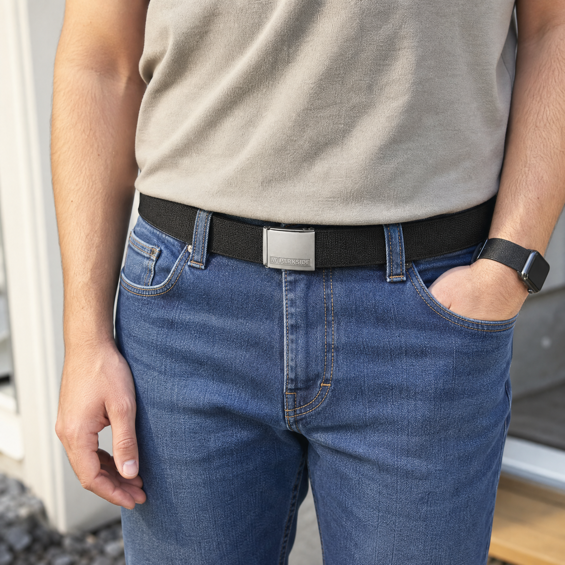 Parkside cinturón trenzado elástico con hebilla metálica — talla 100/115 (EUR)