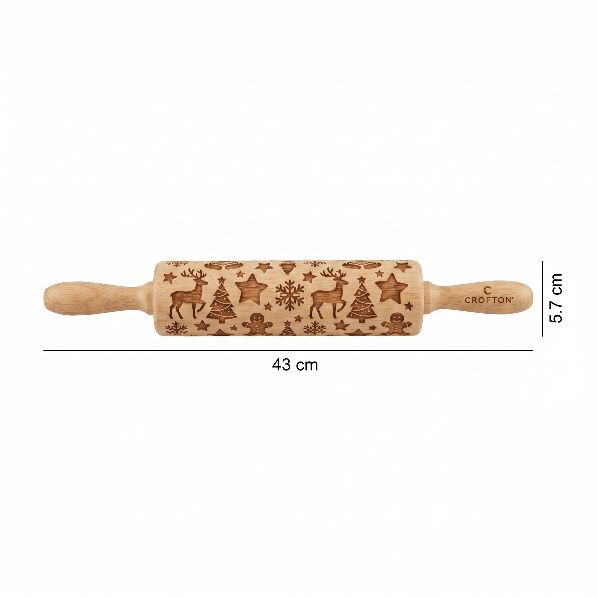 Rodillo de Masa con Relieve Navideño Crofton — Madera FSC