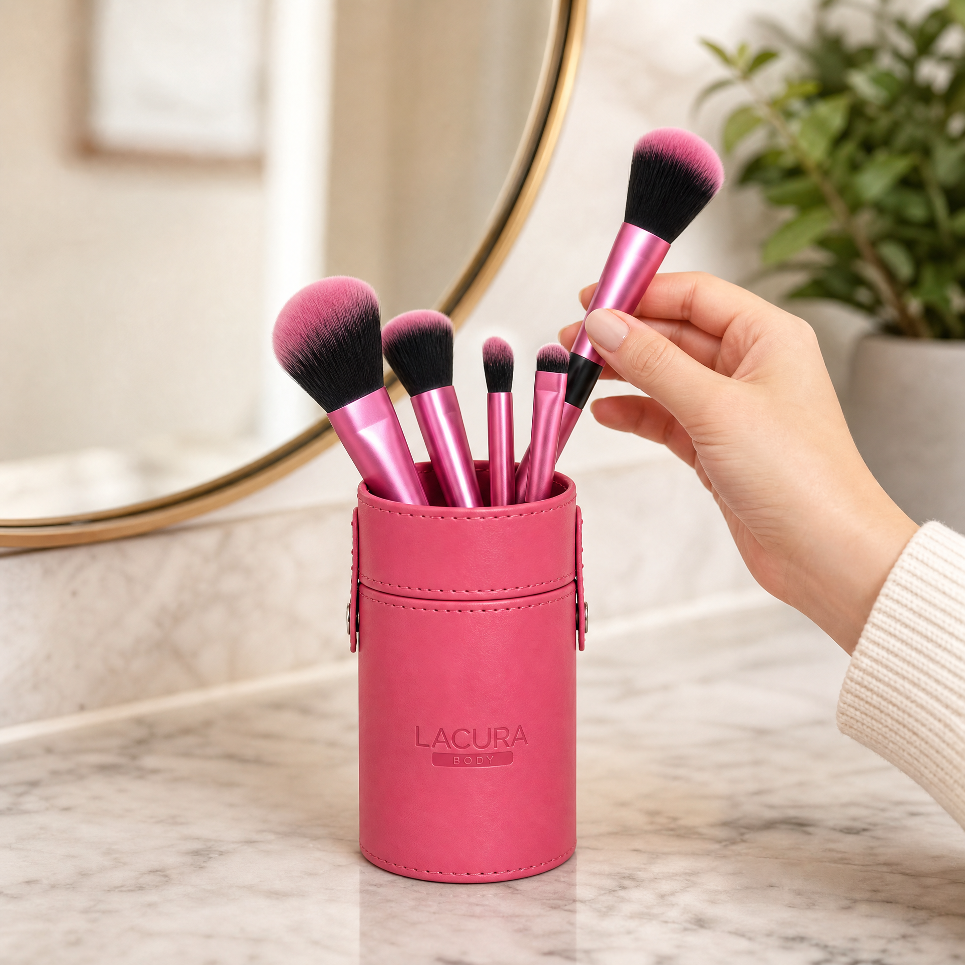 Set de 5 Pinceles de Maquillaje Lacura Body con Estuche