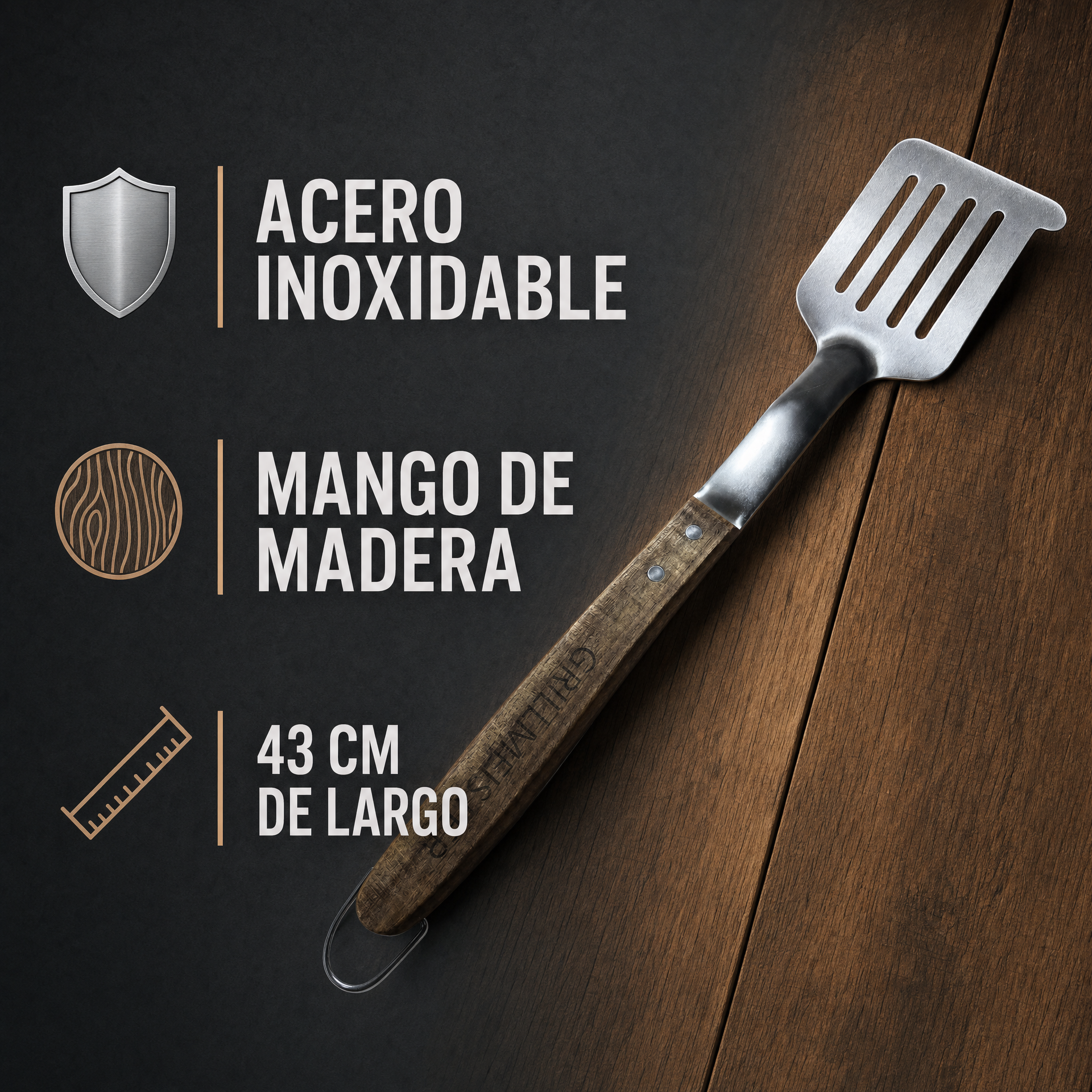 Grillmeister Espátula de Barbacoa de Acero Inoxidable