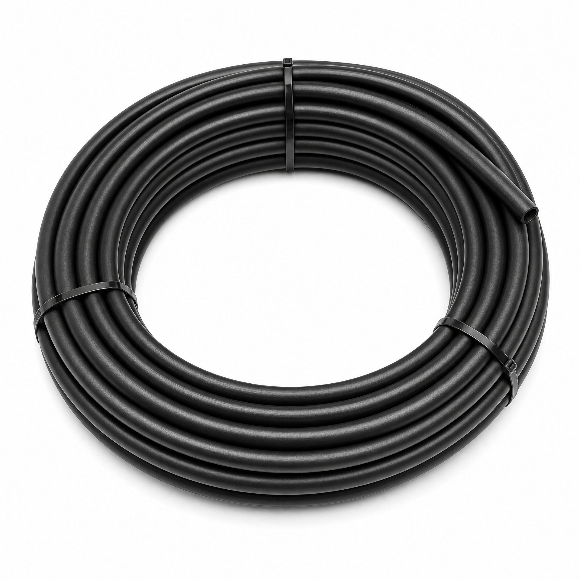 Rollo de tubo flexible negro en espiral