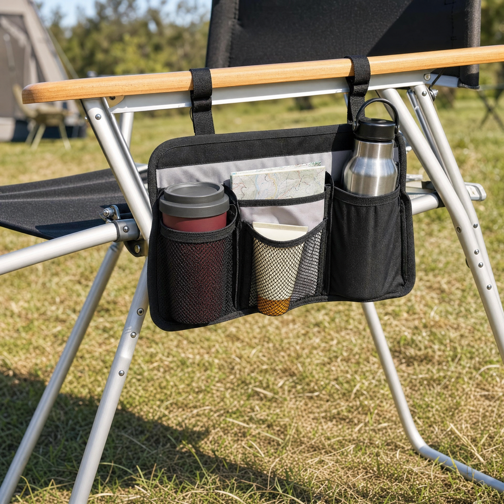 Rocktrail Organizador para Silla de Camping – Bolsillos y Portavasos