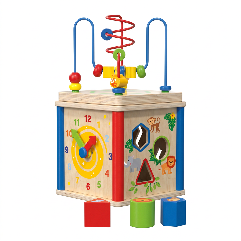 Playtive Cubo de Actividades de Madera 5 en 1