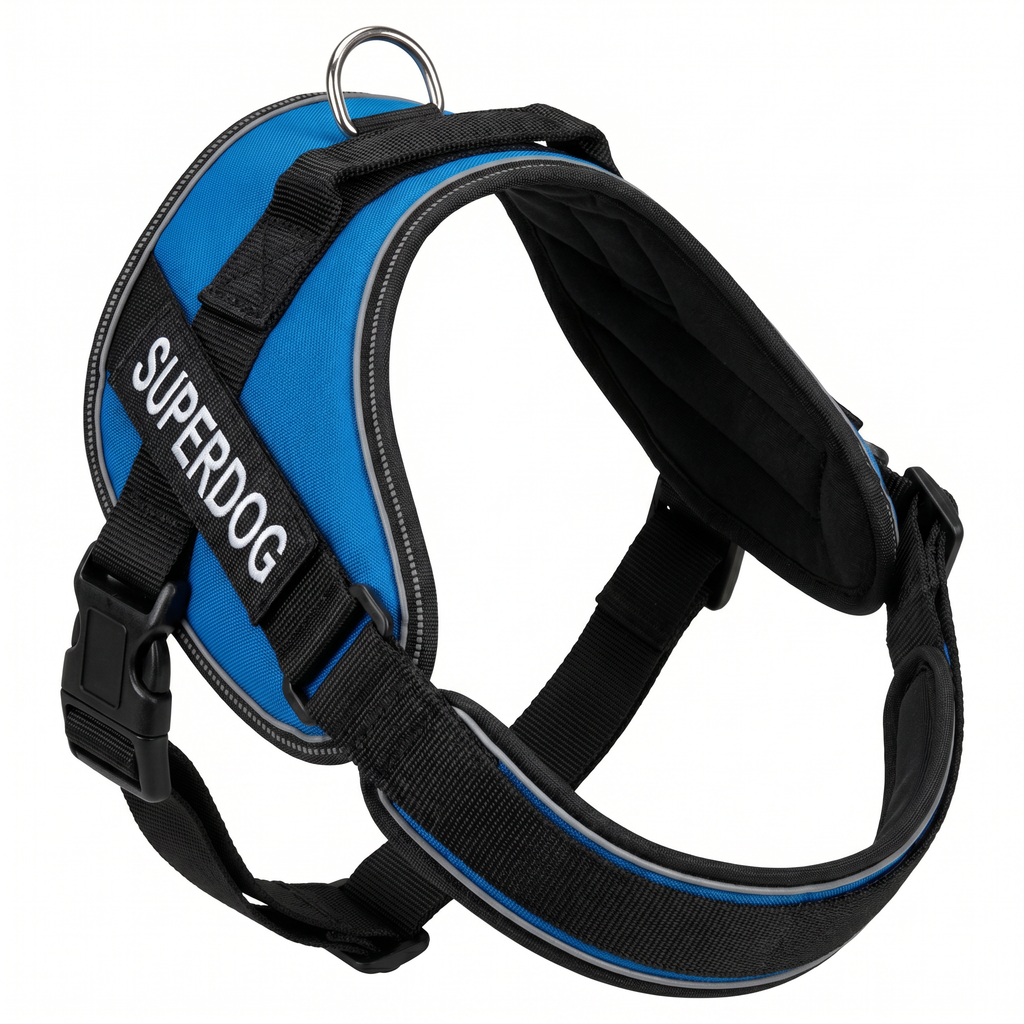 Arnés Zoofari Superdog — Azul/Negro Talla L Material Reciclado