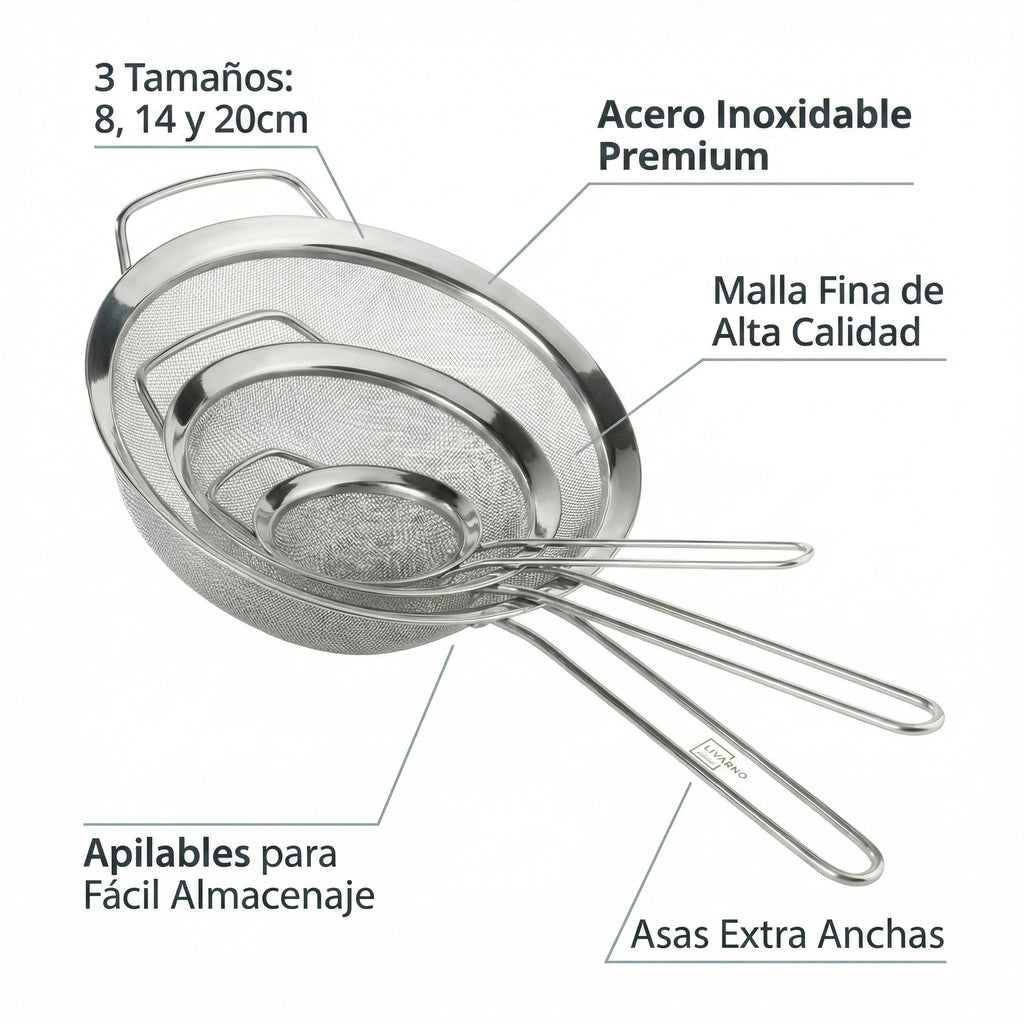 Set 3 Coladores Acero Inoxidable Livarno Home