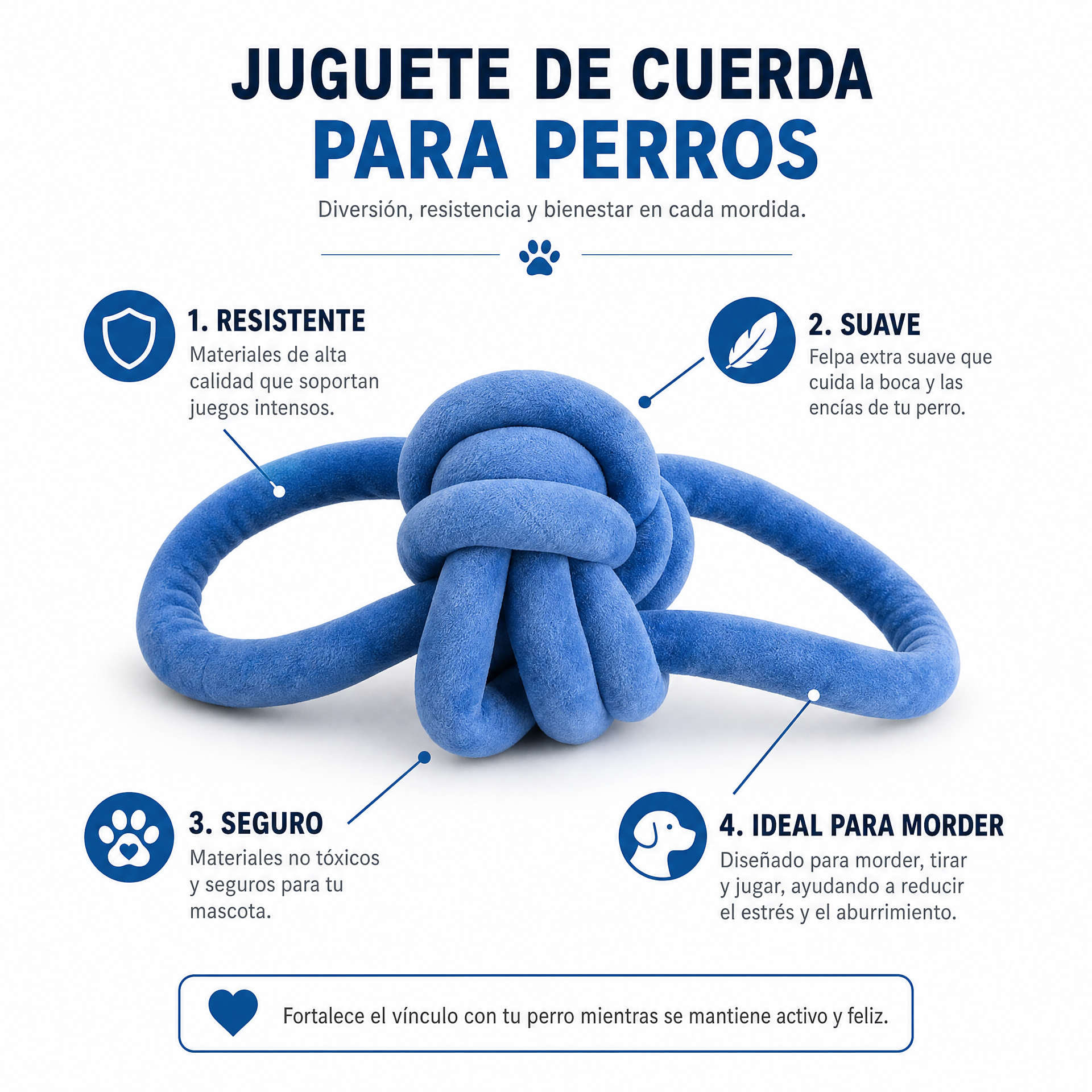 Juguete Perro Nudo Felpa
