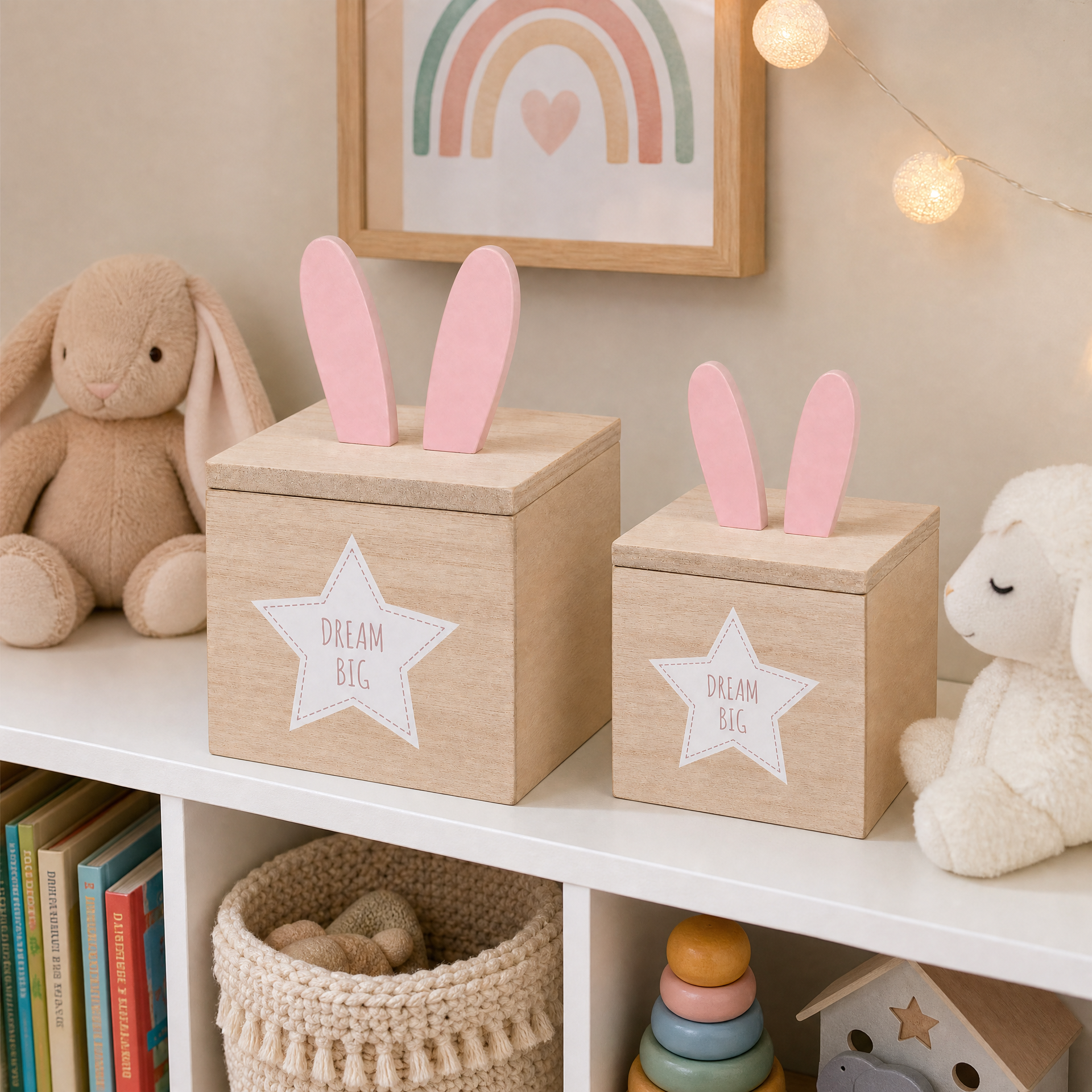 Set de cajas decorativas de madera con tapa extraíble