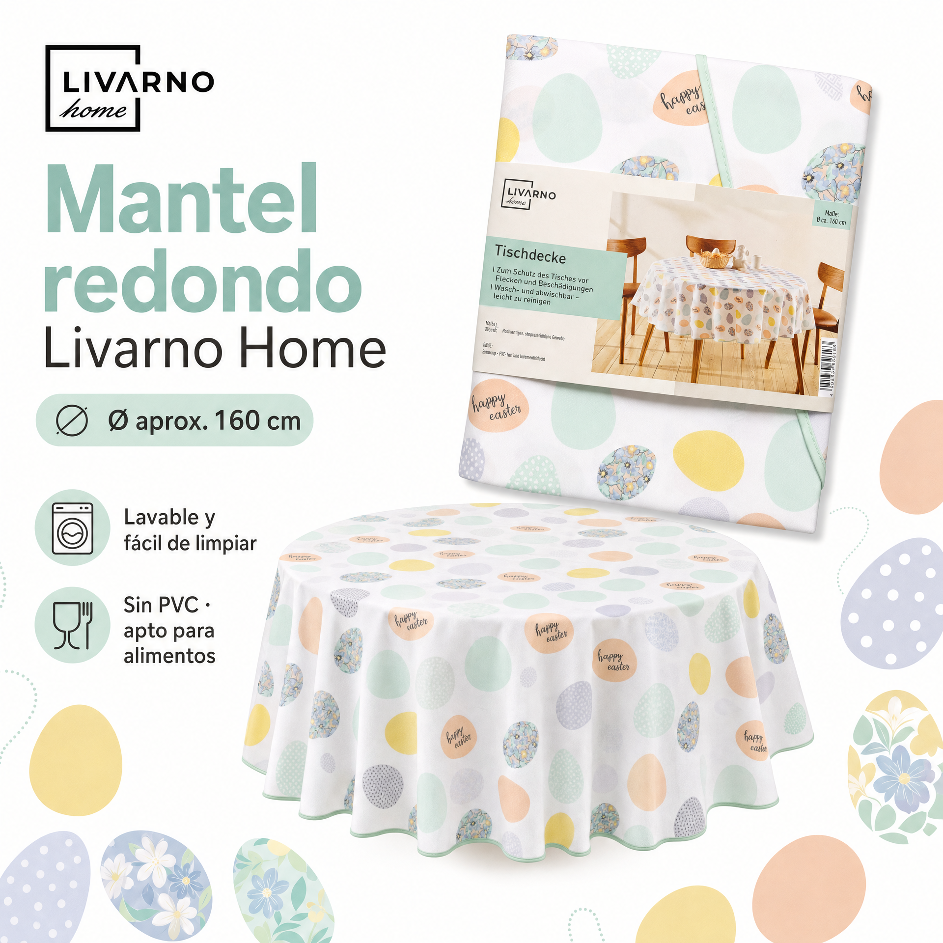 Livarno Home Mantel Redondo de Pascua Ø 160 cm