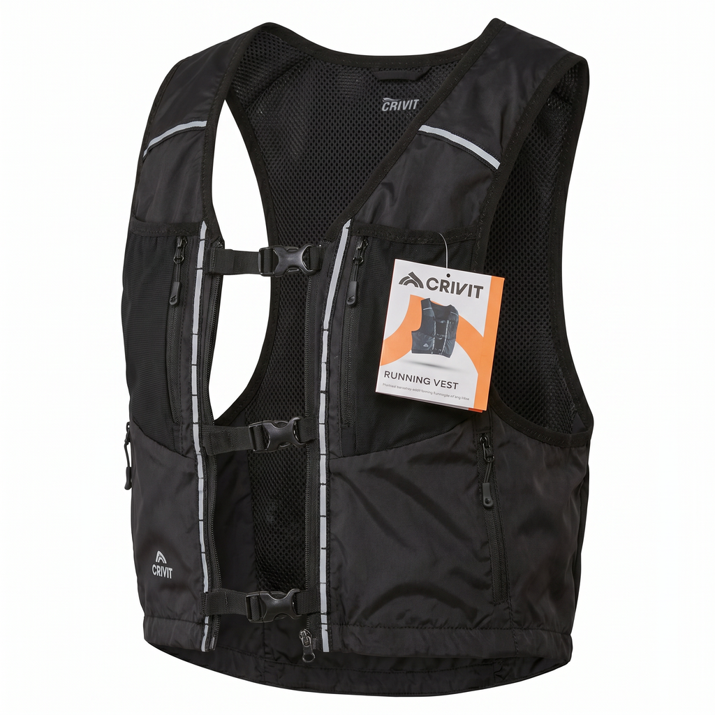 Chaleco de Running Crivit — Running Vest Negro Ultraligero