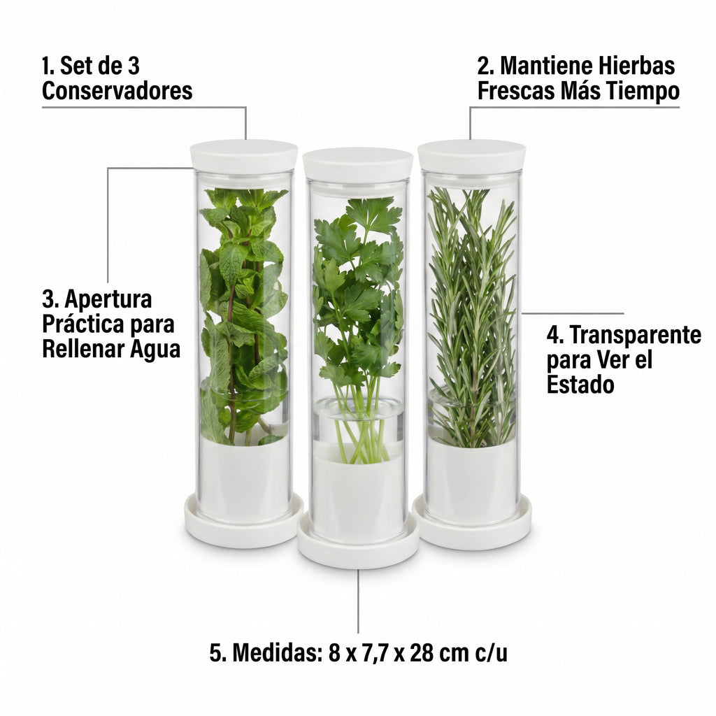 Set 3 Conservadores de Hierbas Frescas Livarno Home