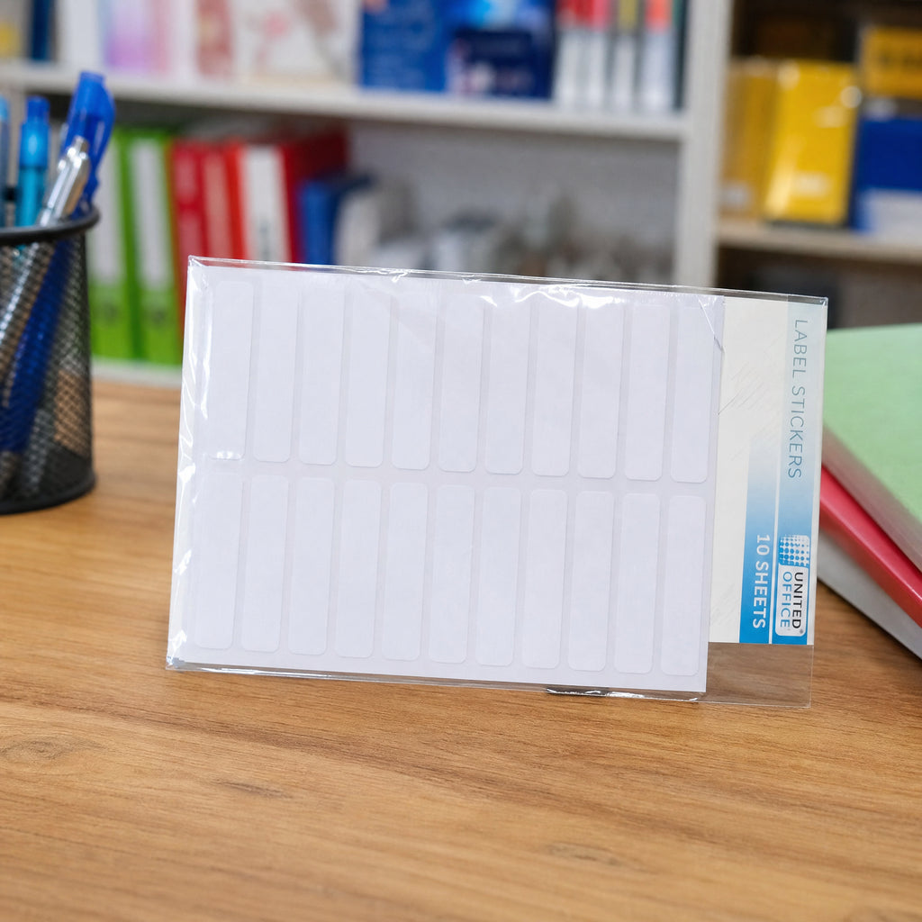 Etiquetas adhesivas blancas rectangulares, paquete de 10 hojas