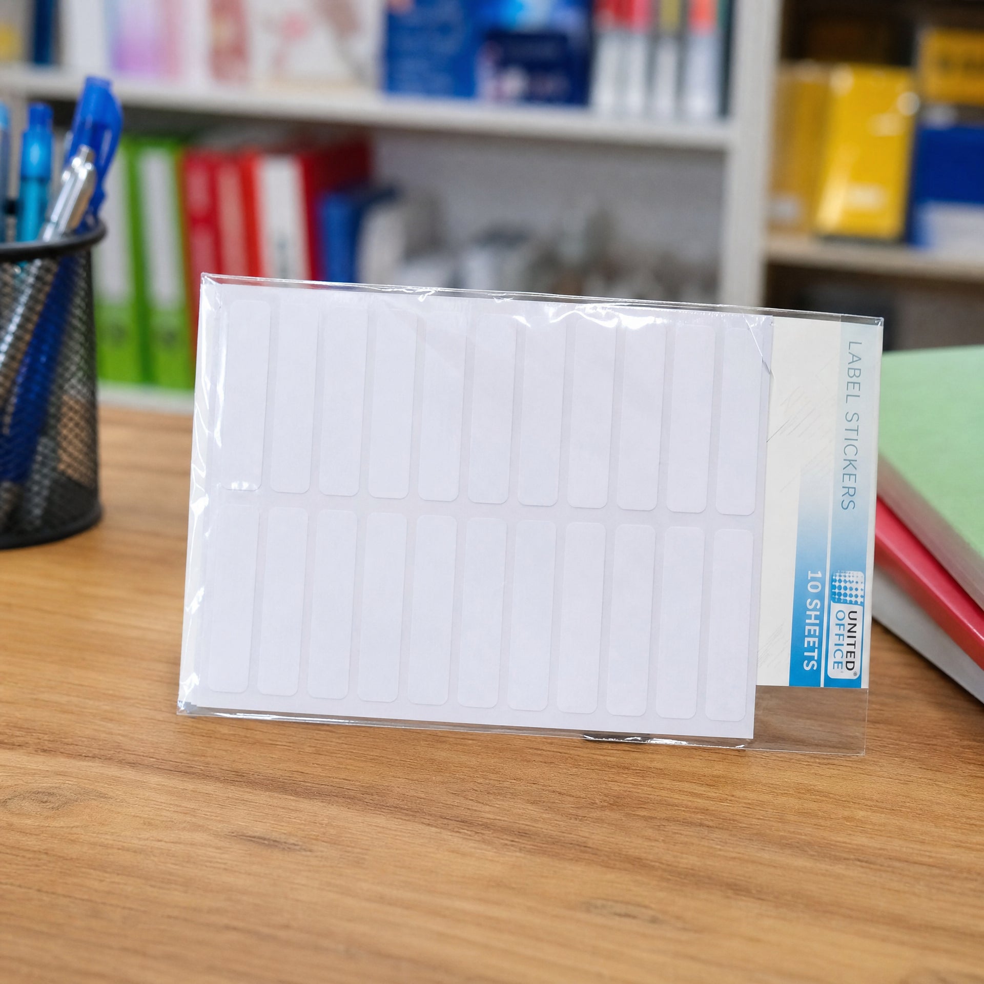 Etiquetas adhesivas blancas rectangulares, paquete de 10 hojas