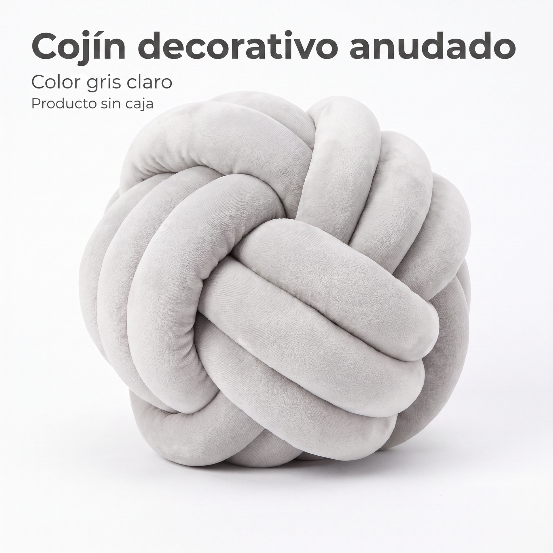 Cojín Decorativo Anudado Gris Claro — Sin Caja