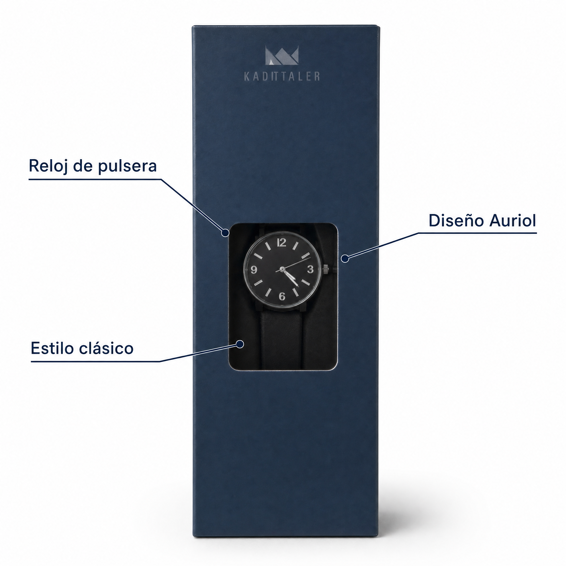 Auriol reloj de pulsera analógico con correa negra o marrón, cristal mineral y 5 bar