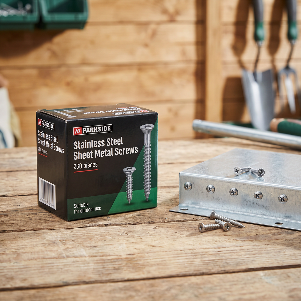 Parkside Tornillos de Acero Inoxidable para Chapa 260 Piezas