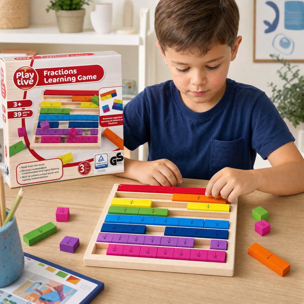 Juego educativo de fracciones, 39 piezas y bloques apilables, 3+ años