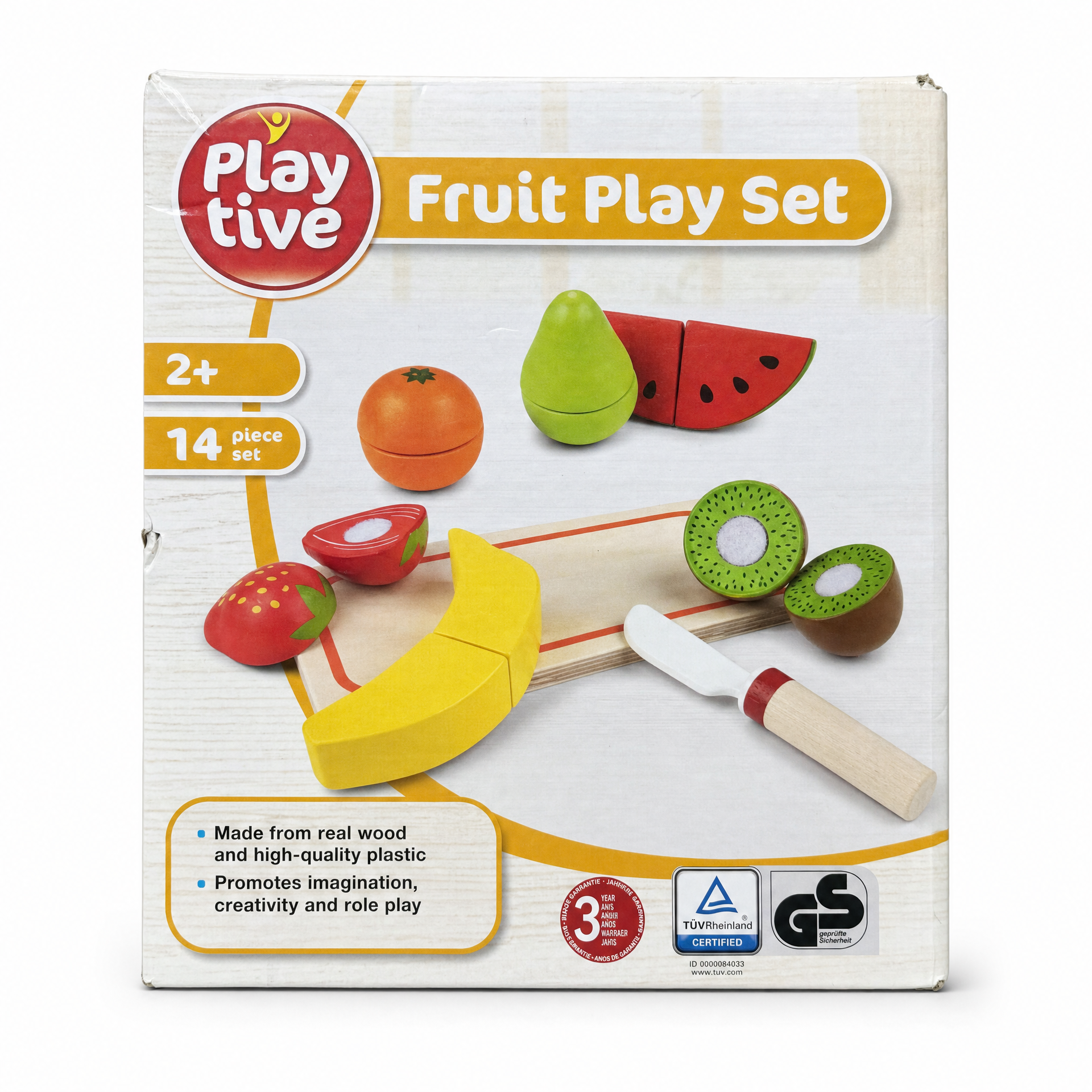 Playtive Juego de Frutas para Cortar de Madera, 14 Piezas