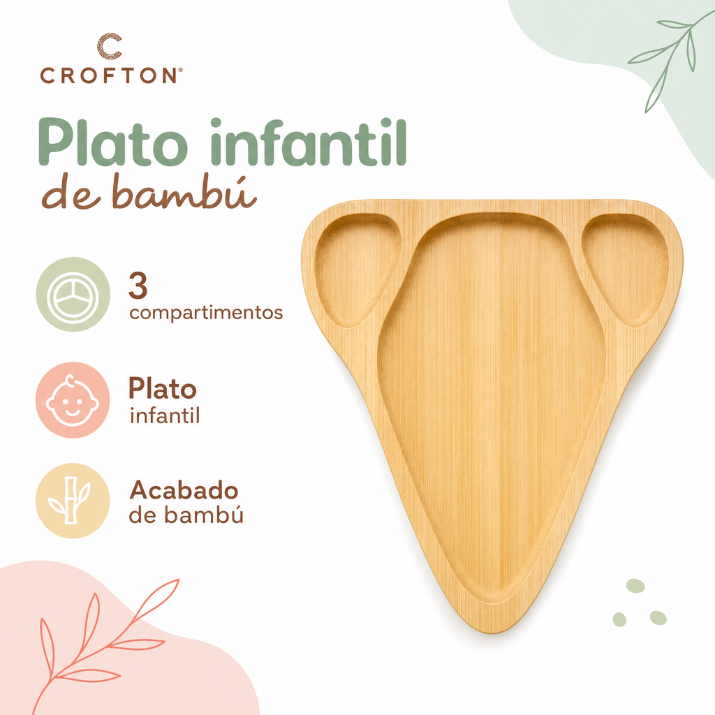 Crofton plato infantil dividido de bambú con 3 compartimentos