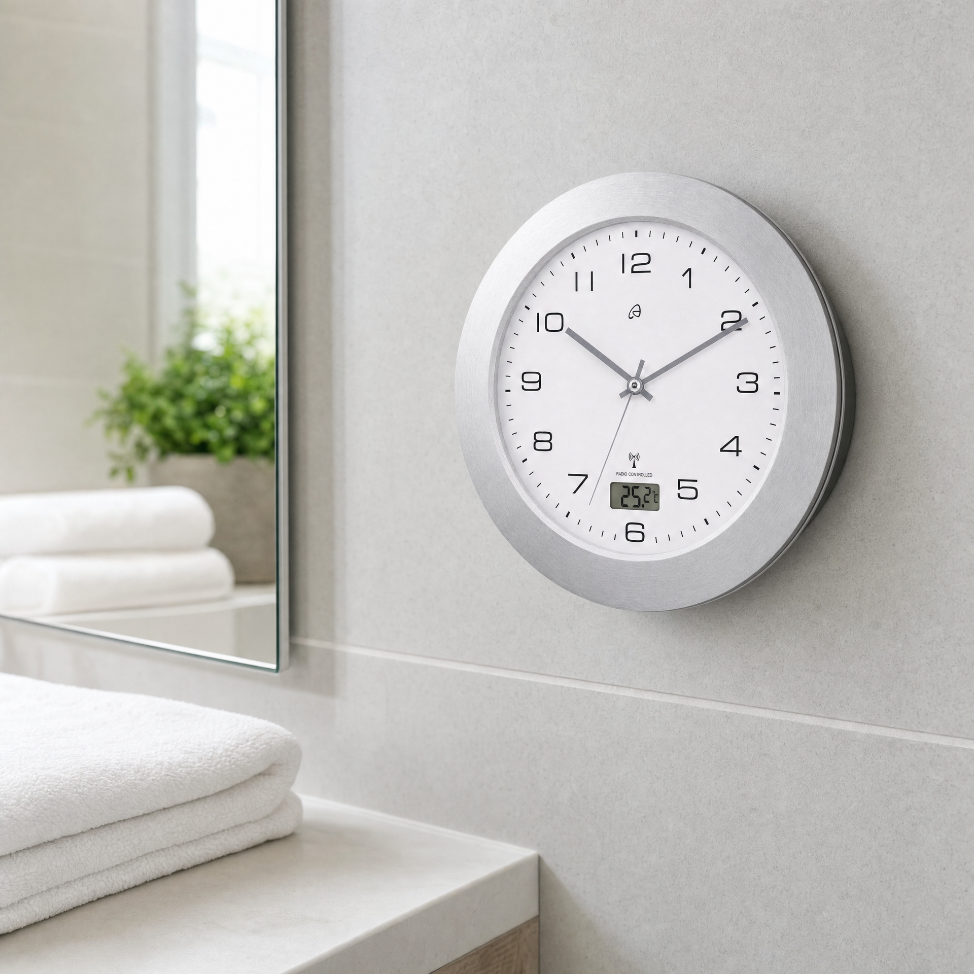 Reloj de Baño Radiocontrolado AURIOL Blanco con Temperatura