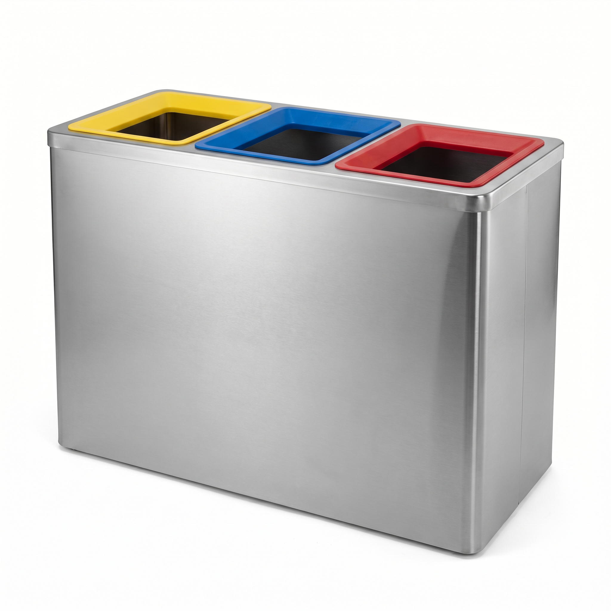 Papelera de Reciclaje Vilagrasa CC-21 — 21 Inox-Contenedor 3 Residuos De 738X333X860 Mm Cap.175