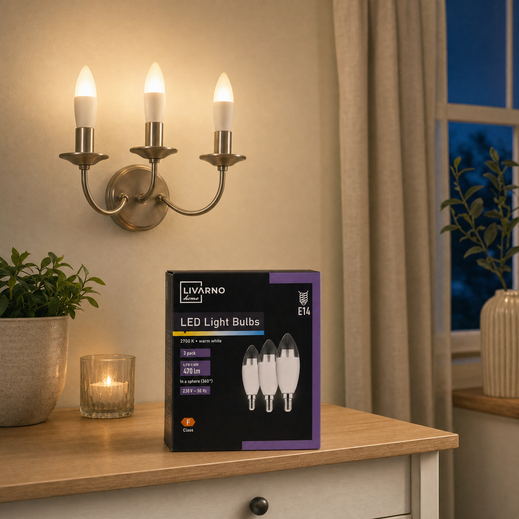 Pack 3 Bombillas LED Vela LIVARNO home E14 4,9 W · 470 lm
