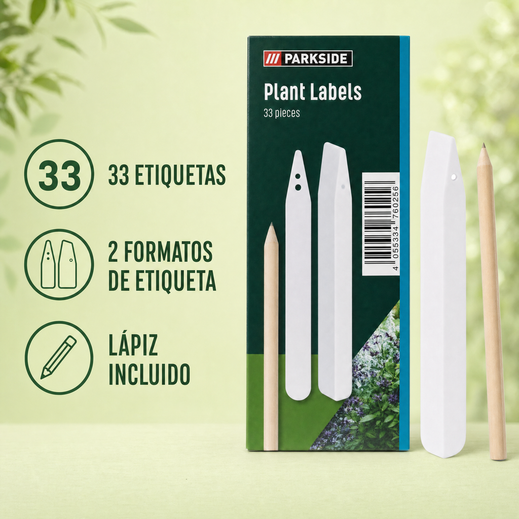Parkside Set de 33 Etiquetas para Plantas con Lápiz