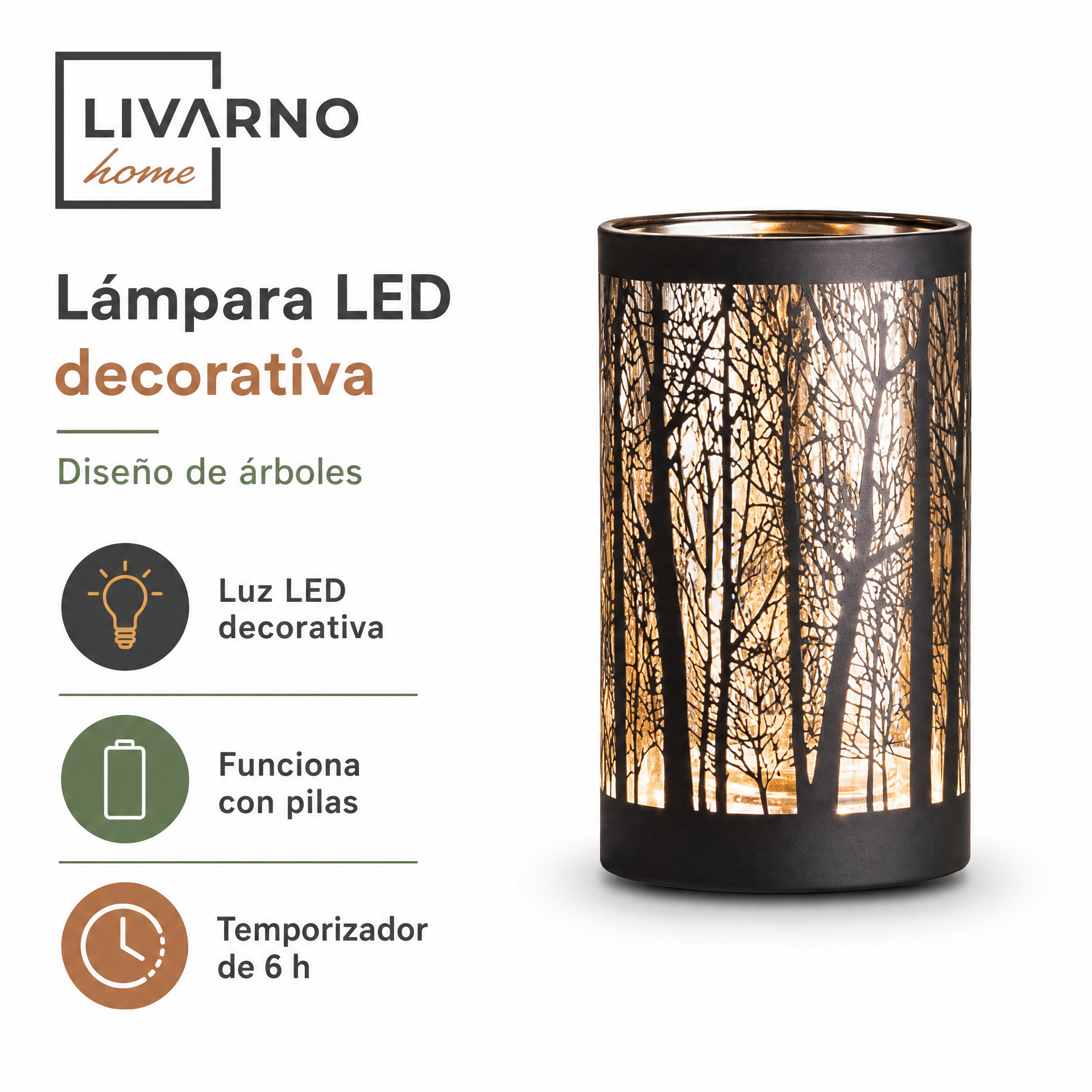 LIVARNO home lámpara LED decorativa con diseño de árboles (luz ambiental)