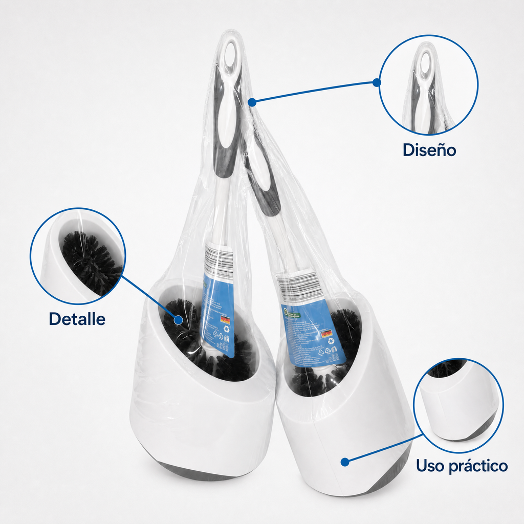 Pack de 2 escobillas de baño con cerdas resistentes y mango cómodo