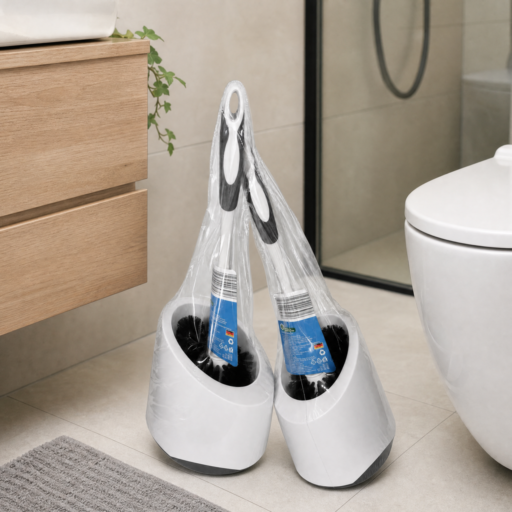 Pack de 2 escobillas de baño con cerdas resistentes y mango cómodo