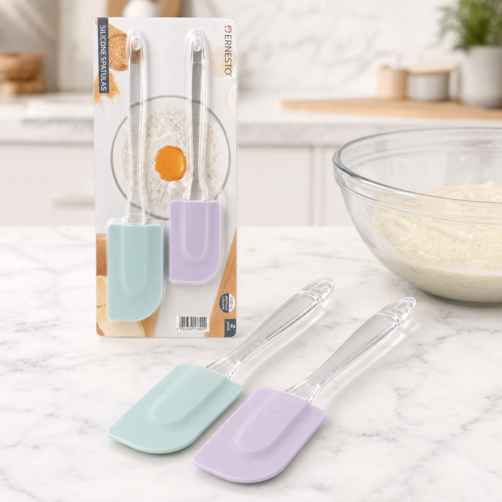 Ernesto Pack de 2 Espátulas de Silicona con Mango Transparente