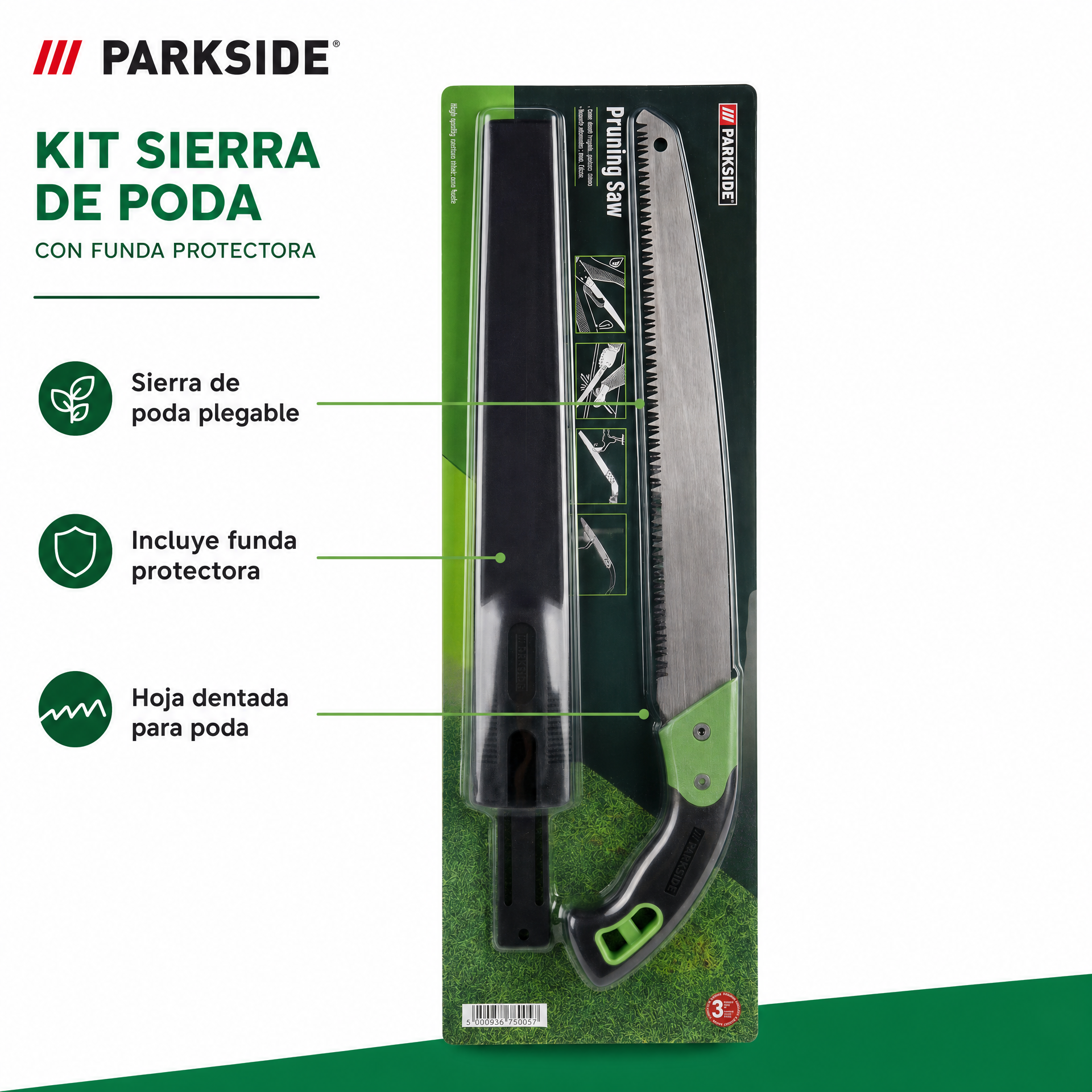 Parkside Sierra de Poda Plegable con Funda Protectora