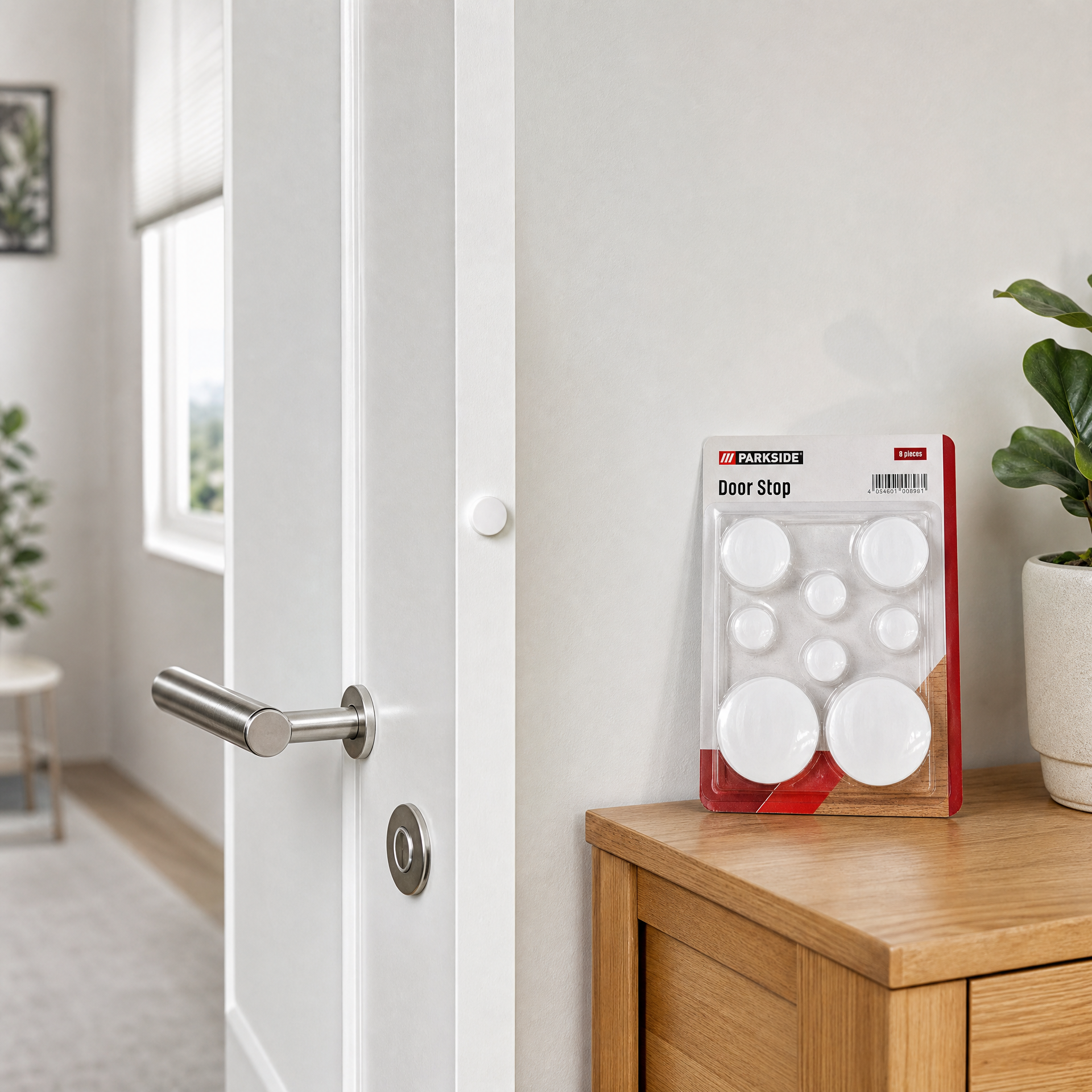 Parkside Topes Autoadhesivos para Puertas, Pack de 8