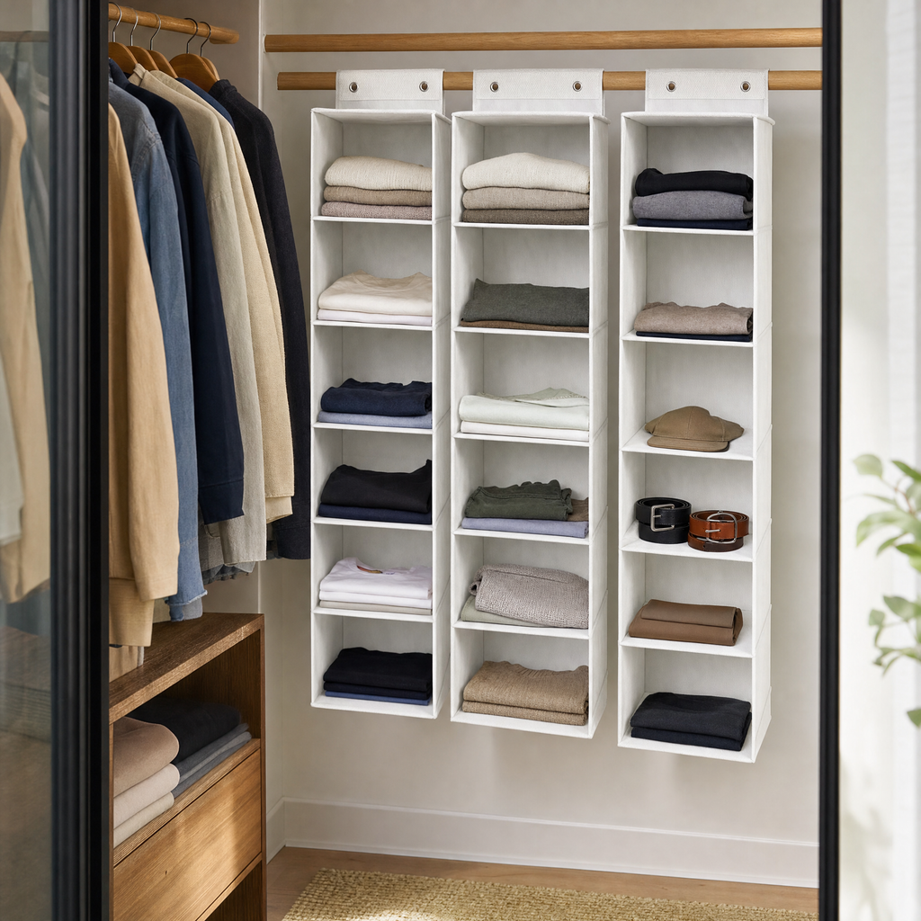 Livarno Home organizador colgante plegable textil transpirable pack de 3 con compartimentos