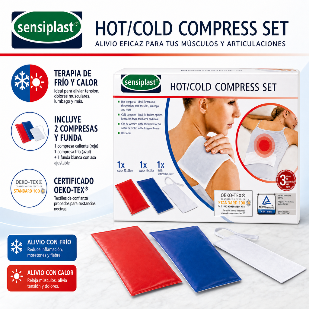 Set de 2 compresas para terapia de frío y calor con funda acoplable