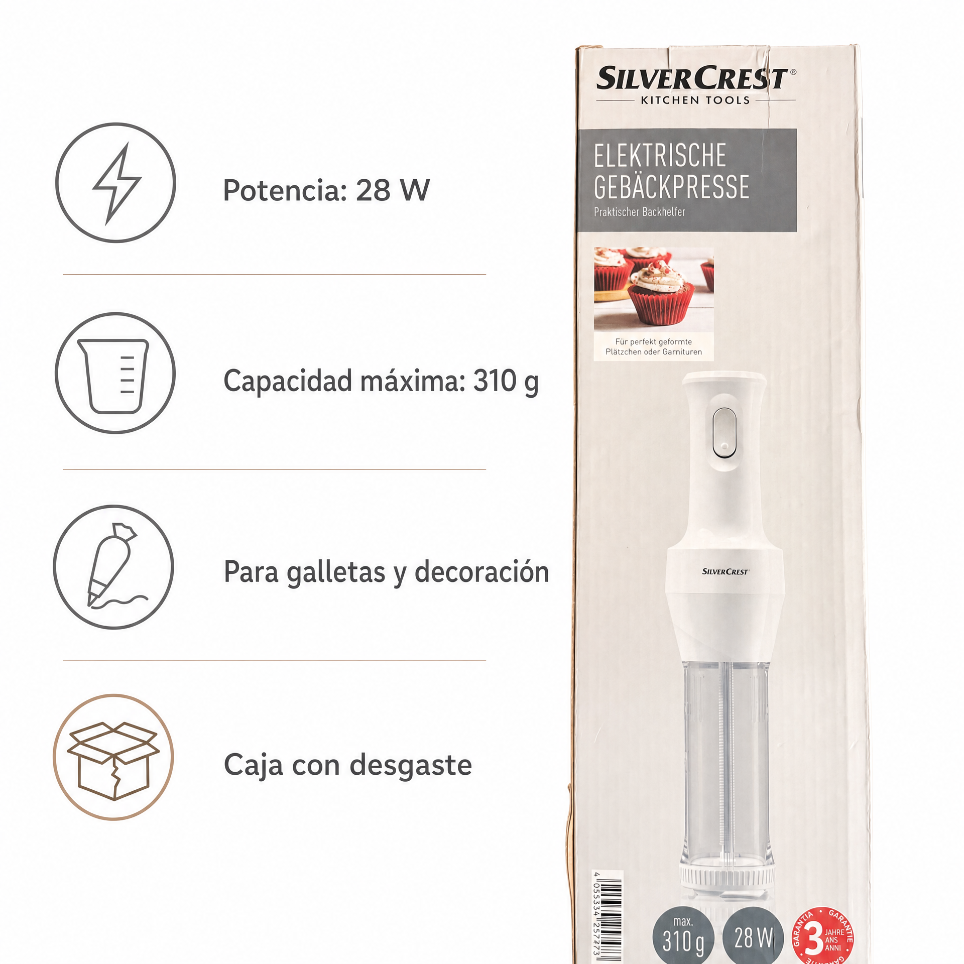 SilverCrest Prensa Eléctrica para Repostería 28 W