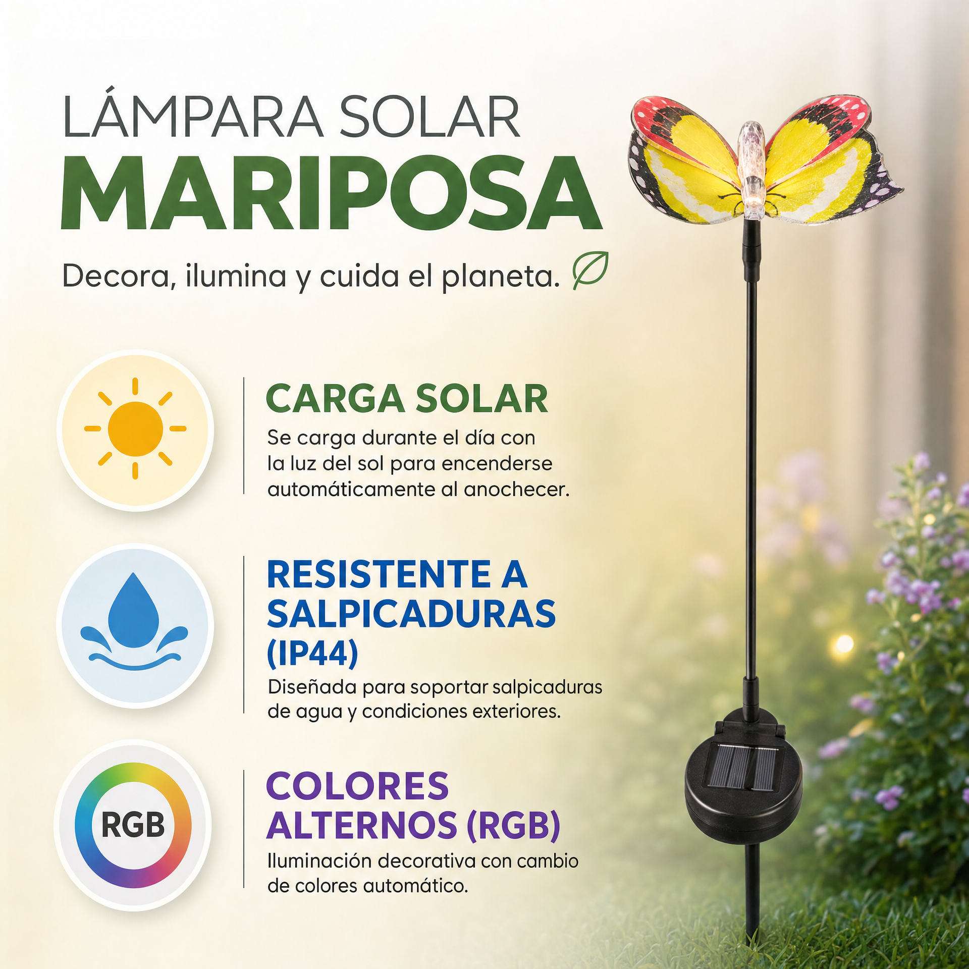 Livarno Home Lámpara solar decorativa con forma de mariposa