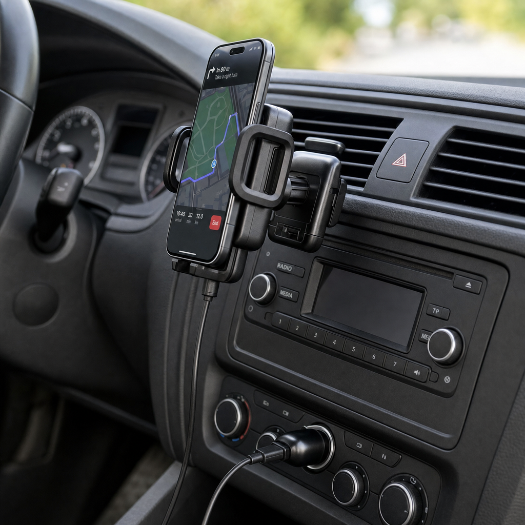 Tronic Soporte para smartphone para coche con cargador y cable