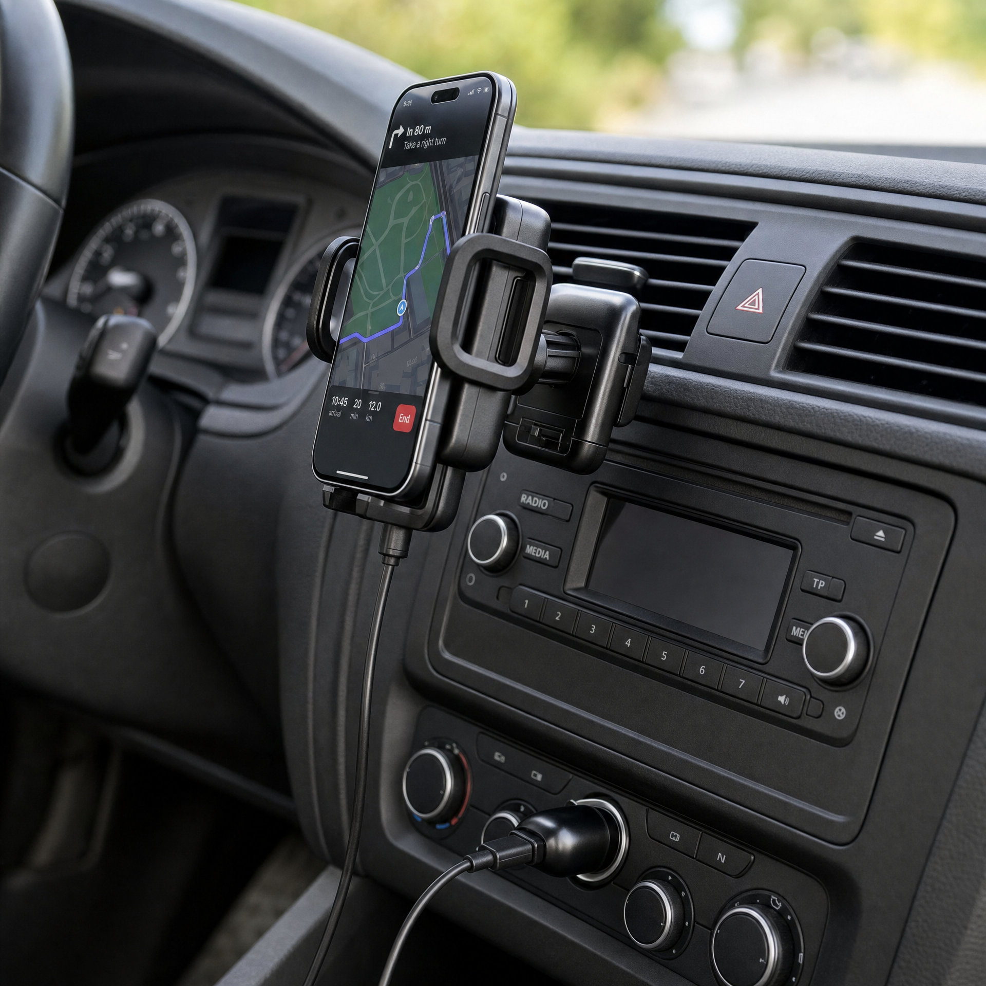 Tronic Soporte para smartphone para coche con cargador y cable