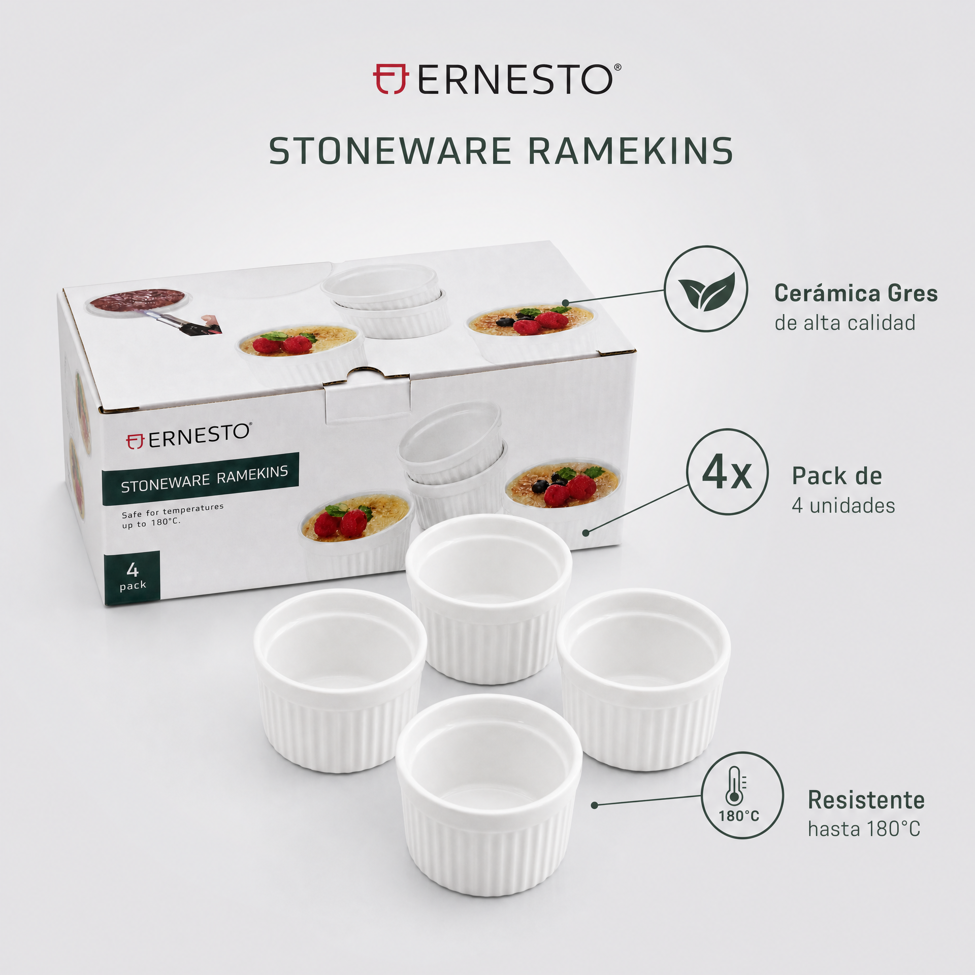 ERNESTO Ramequines Stoneware pack de 4