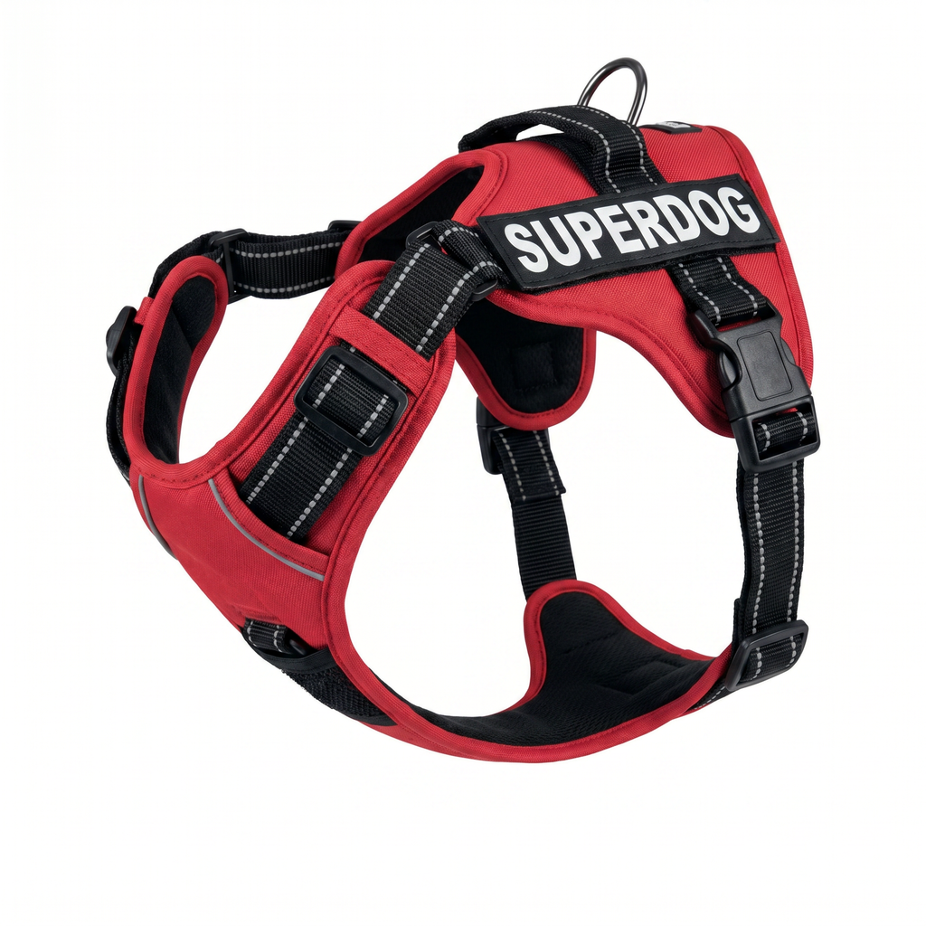 Arnés Zoofari Superdog — Rojo/Negro Reflectante Acolchado
