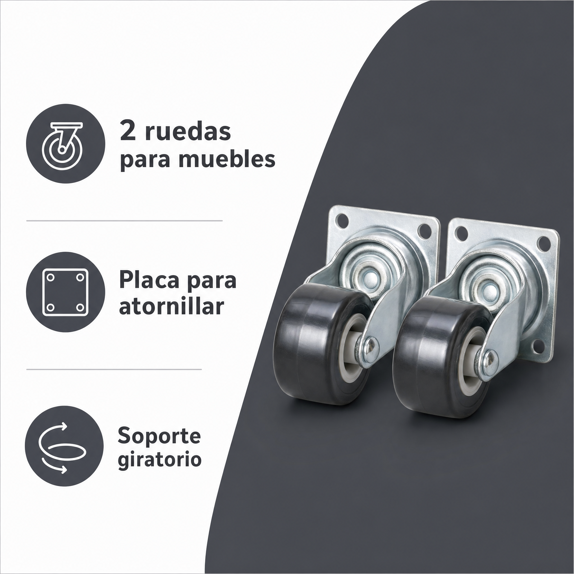 Collection ruedas giratorias para muebles con placa de fijación (2 unidades)