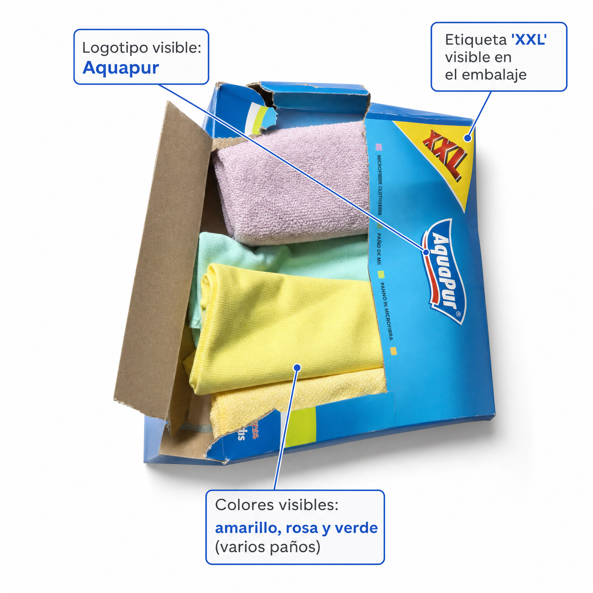 Aquapur Bayetas de limpieza XXL en amarillo, rosa y verde