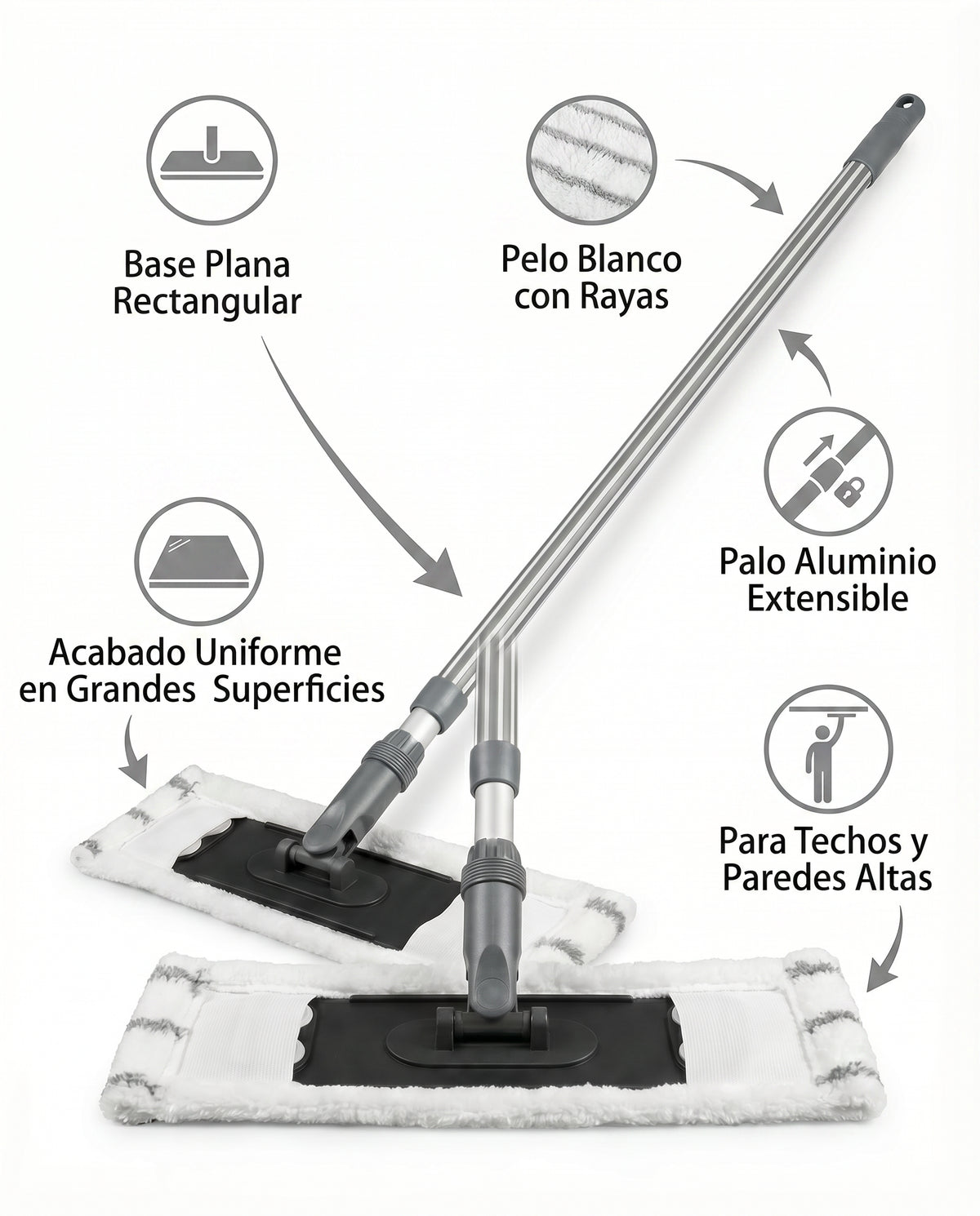 Rodillo Pintura Plano Telescópico Base Rectangular