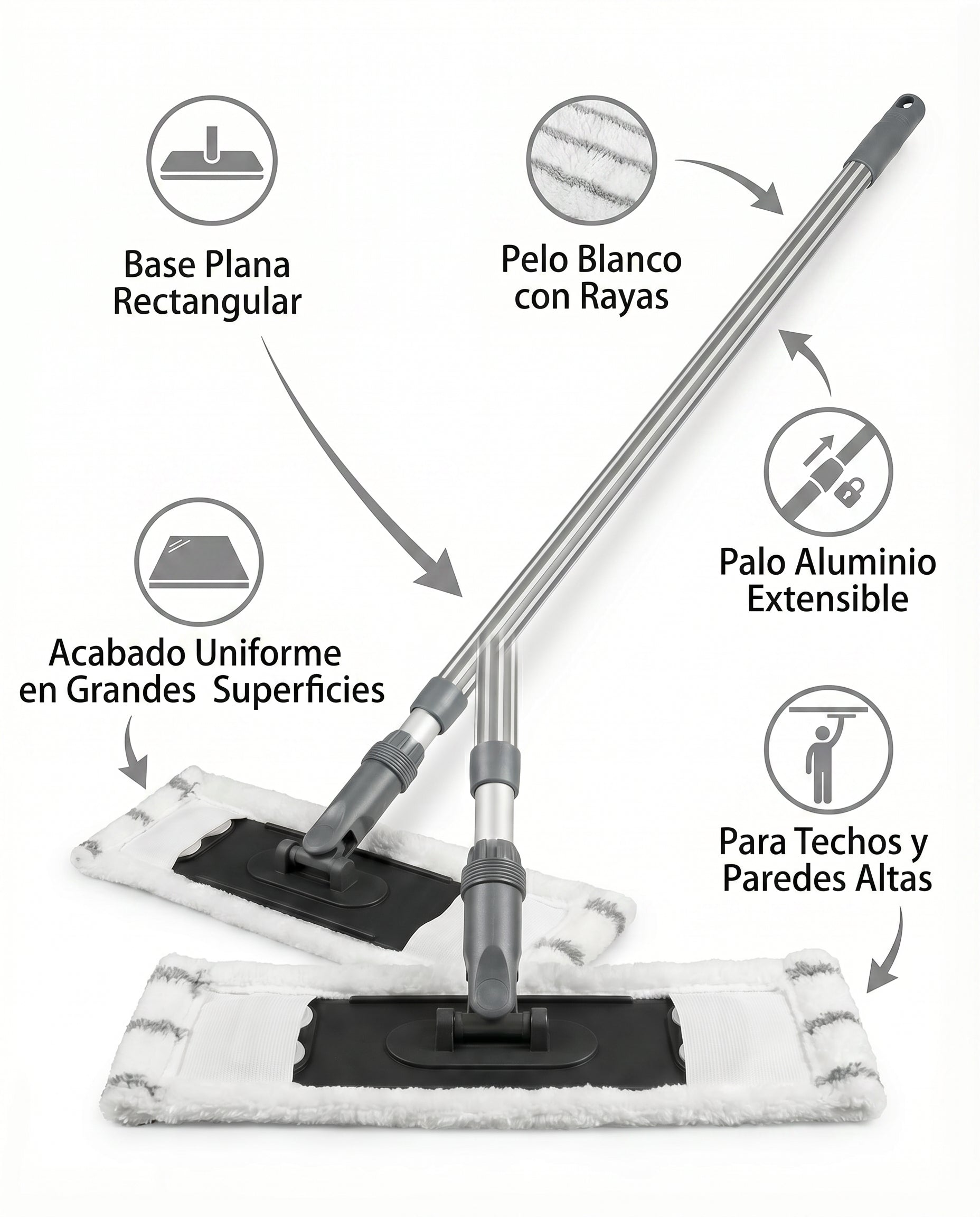 Rodillo Pintura Plano Telescópico Base Rectangular