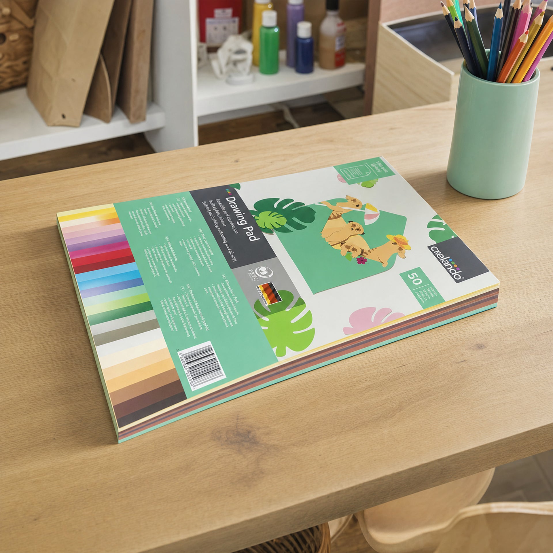 Crelando bloc de dibujo 50 hojas colores variados